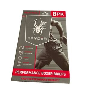 SPYDER PERFORMANCE BOXER BRIEFS 8 PACK MEN'S SIZE L 36-38 QUICK DRY STRETCH